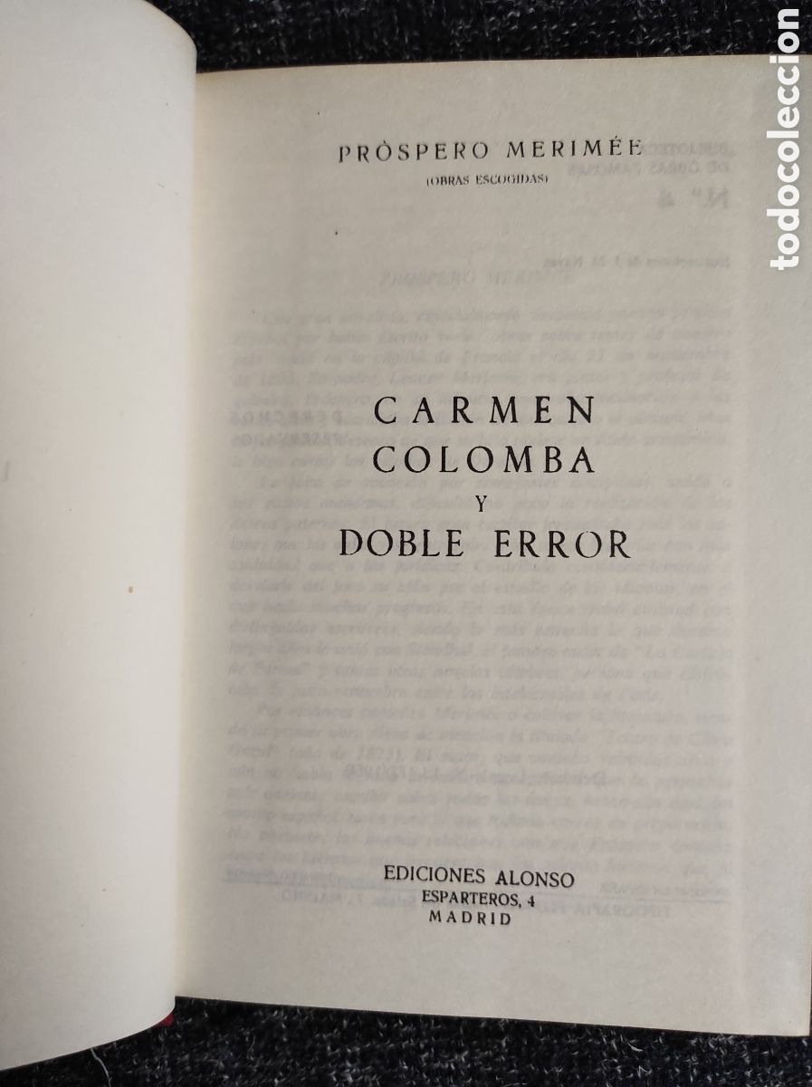 Libros de segunda mano: CARMEN COLOMBA Y DOBLE ERROR. / PROSPERO MERIMEE. -ED. EDICIONES ALONSO - Foto 2