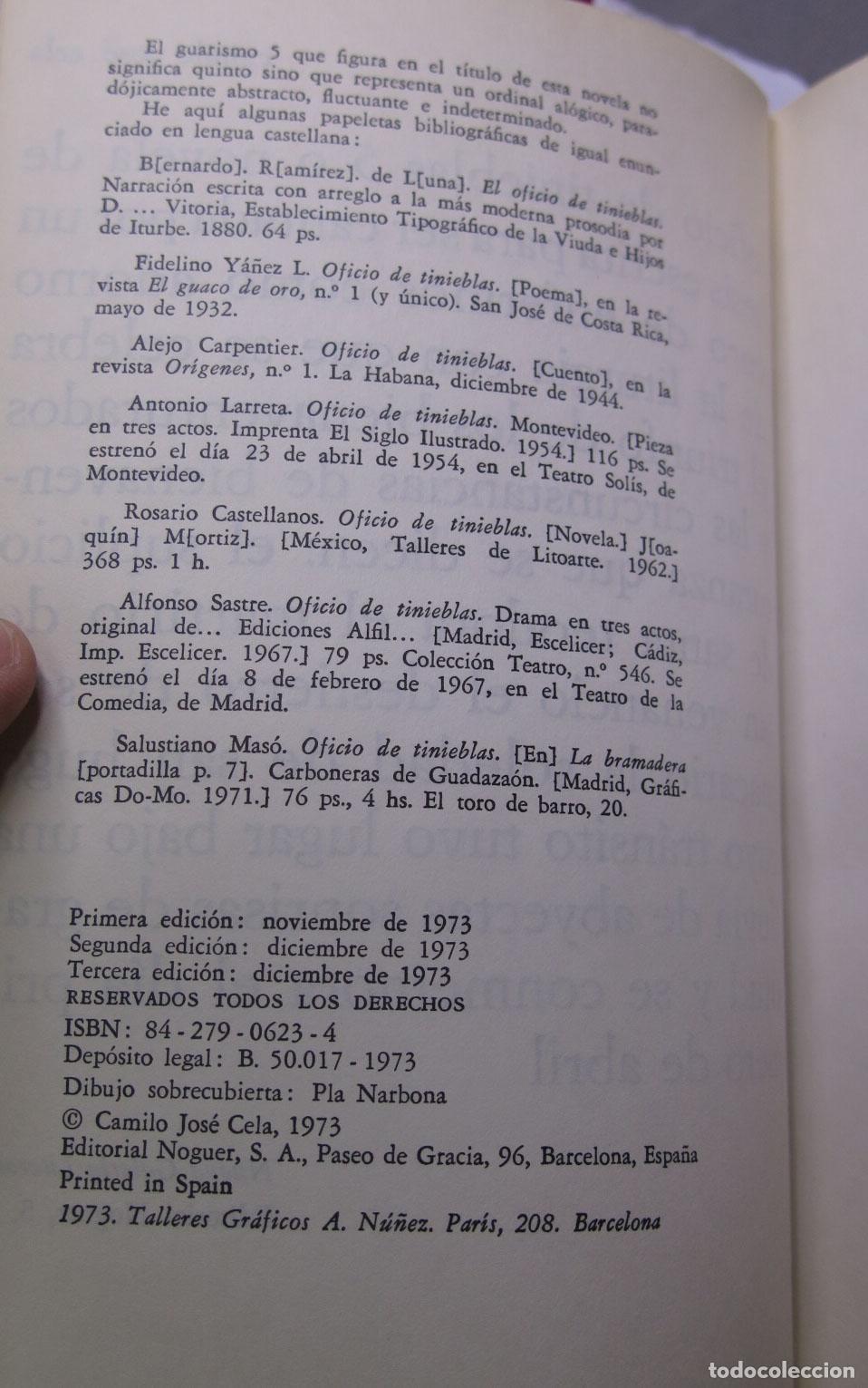 Libros de segunda mano: Oficio de tinieblas 5. Cela - Foto 2
