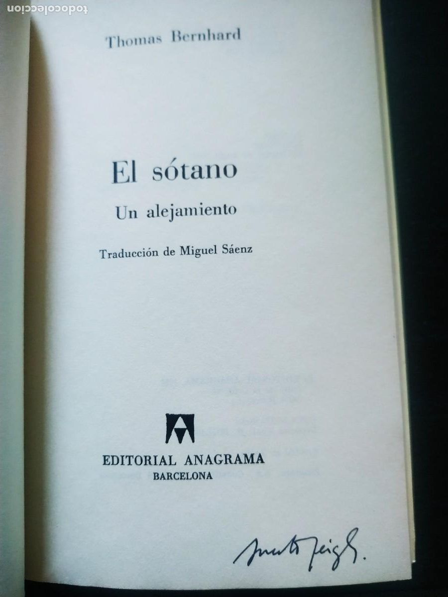 Libros de segunda mano: El s&oacute;tano - Thomas Benhard. Anagrama - Foto 5