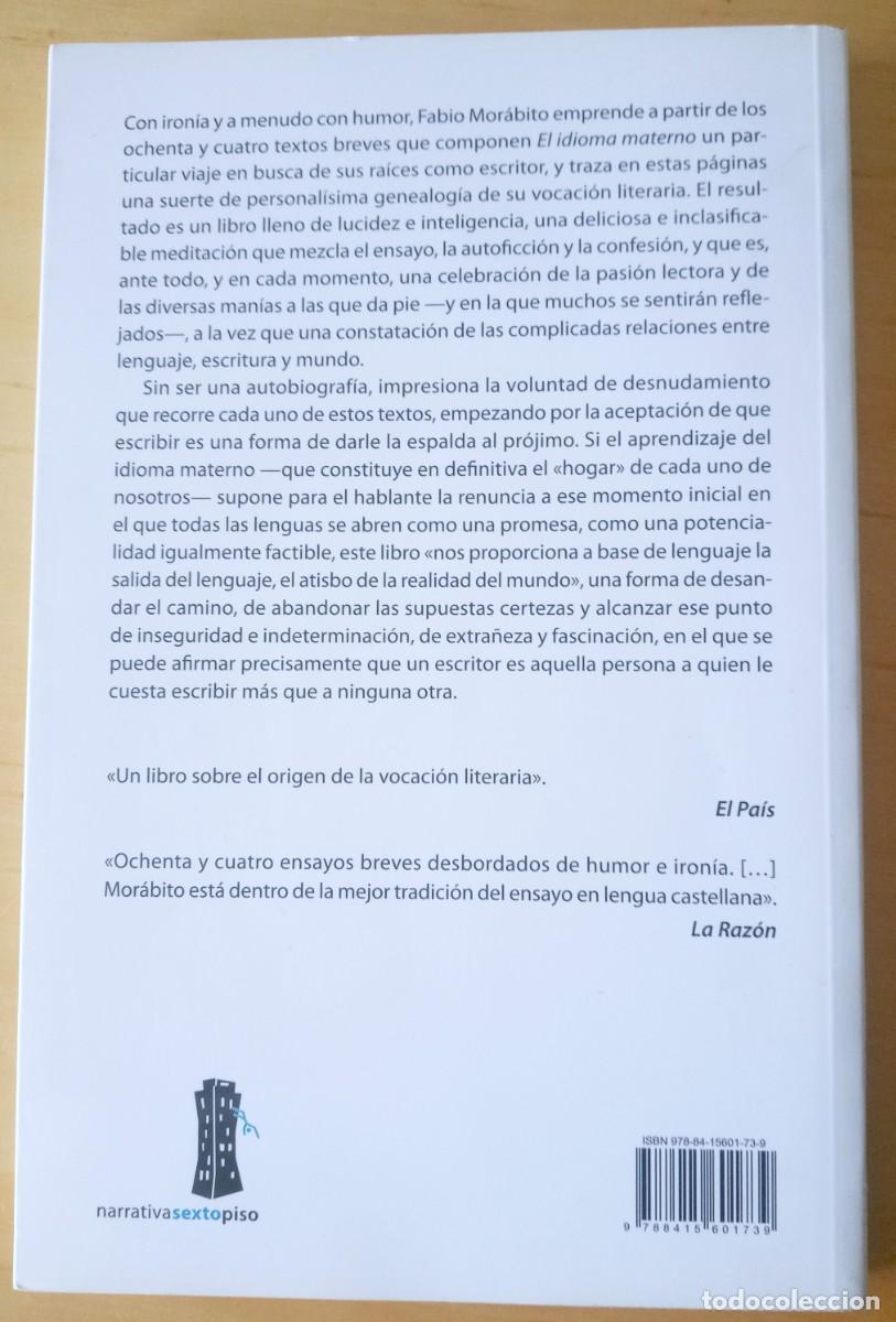 Libros de segunda mano: FABIO MORABITO EL IDIOMA MATERNO - Foto 2