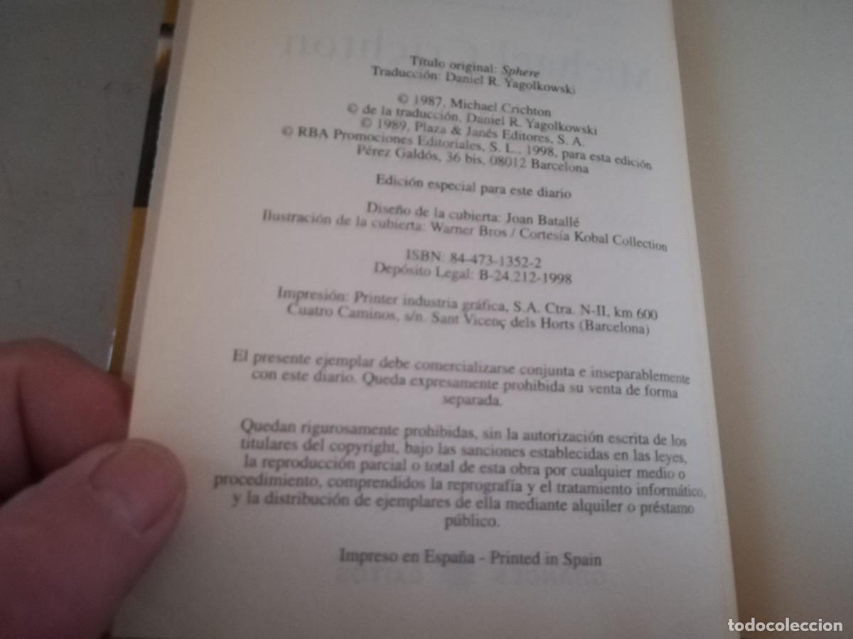 Libros de segunda mano: ESFERA / MICHAEL CRICHTON / CONS342 / GRANDES EXITOS - Foto 5