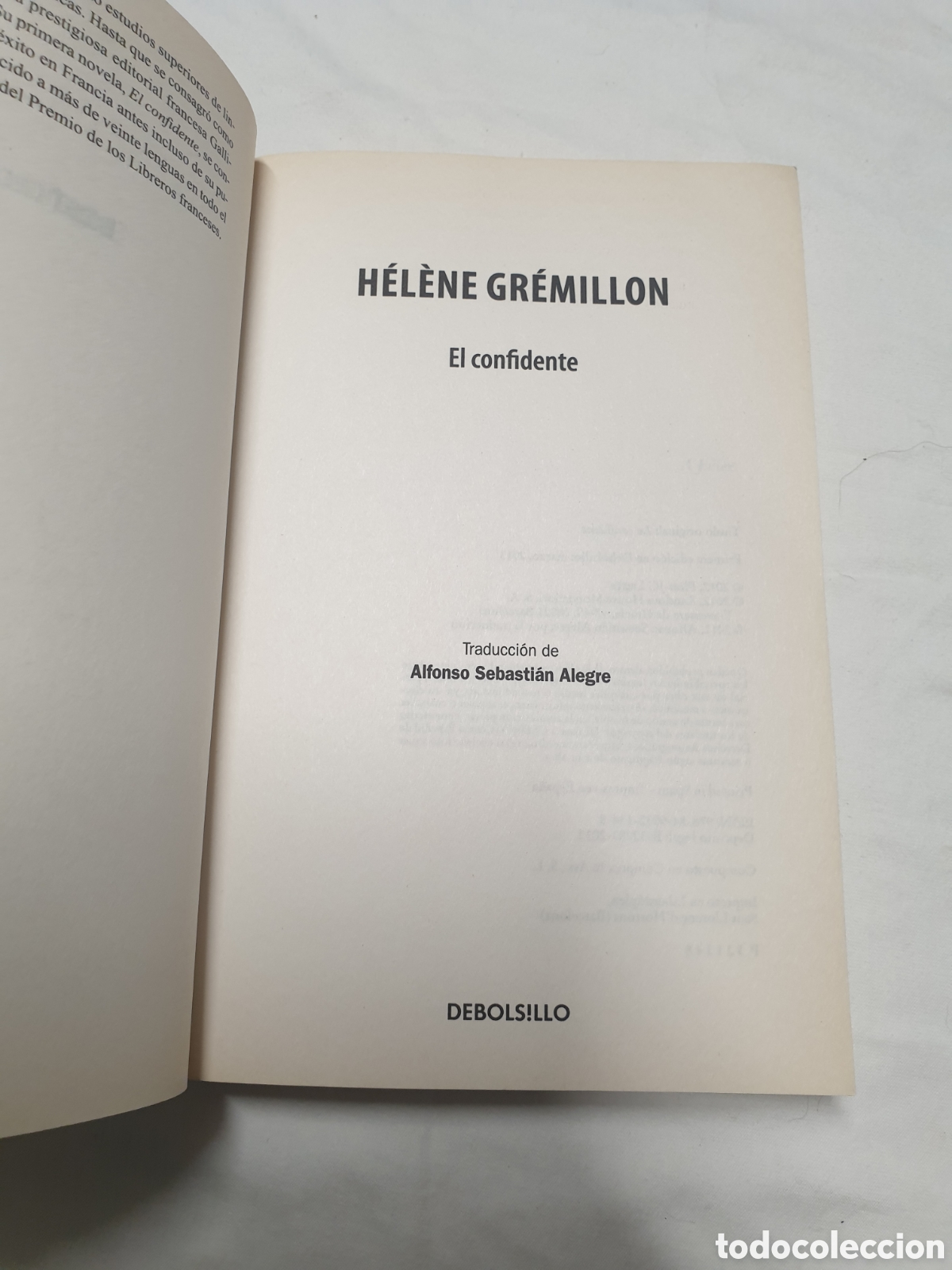Libros de segunda mano: El Confidente H&eacute;l&egrave;ne Gr&eacute;millon Deboldillo 2013 - Foto 3