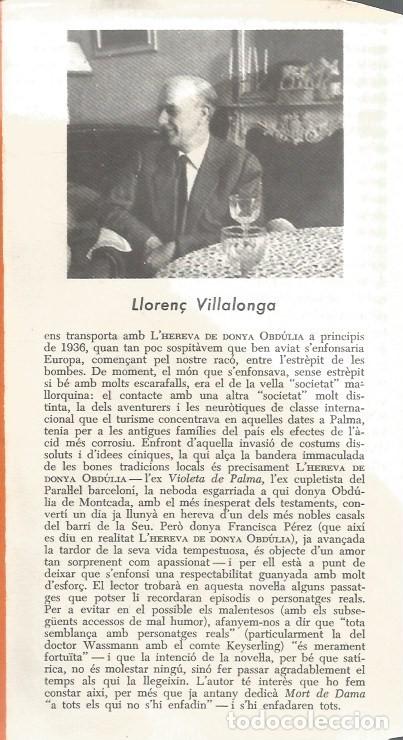 Libros de segunda mano: LHEREVA DE DONYA OBDULIA-LLOREN&Ccedil; VILALLONGA - Foto 3