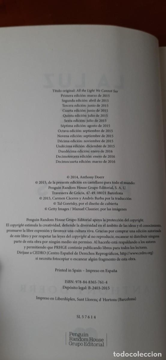 Libros de segunda mano: LA LUZ QUE NO PUEDES VER. ANTHONY DOERR - Foto 4