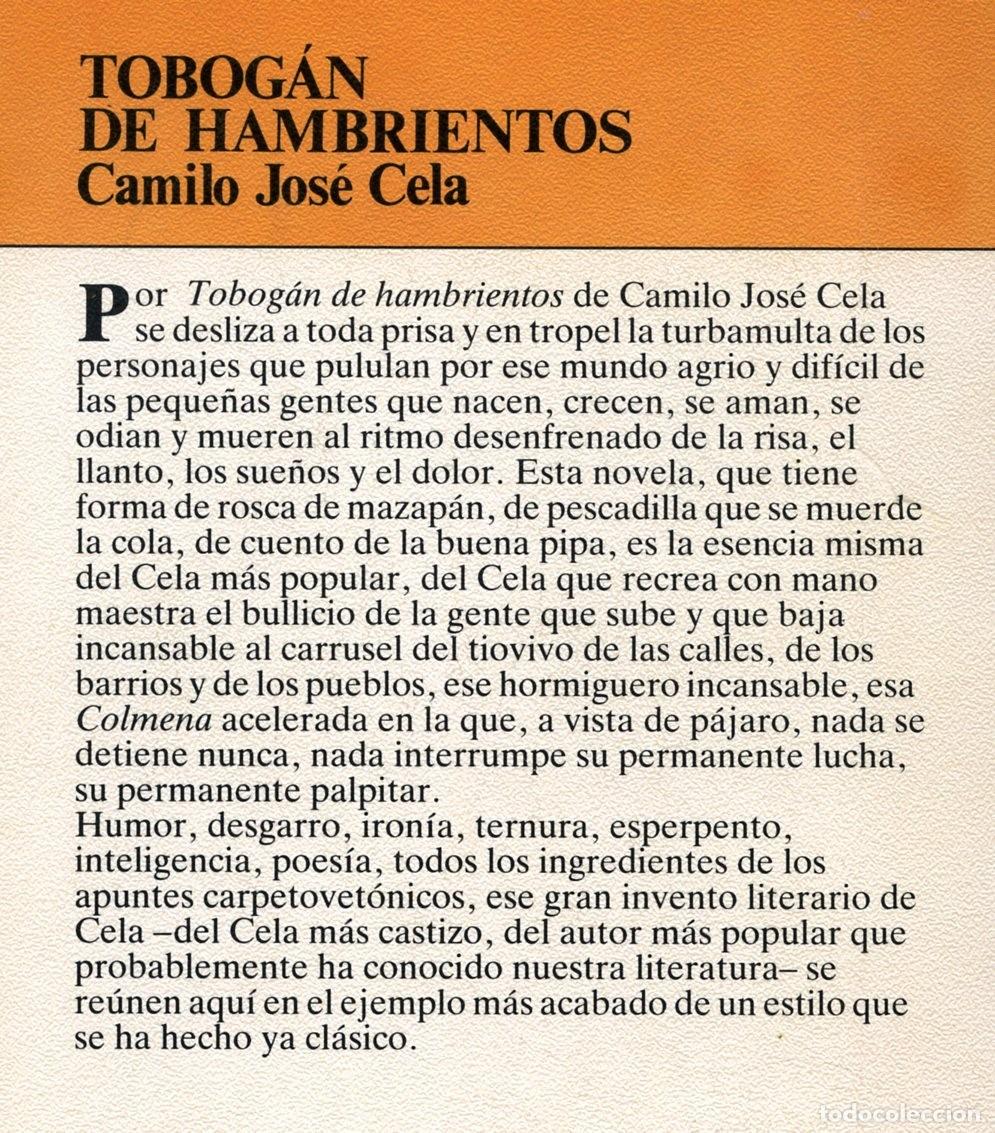 Libros de segunda mano: TOBOG&Aacute;N DE HAMBRIENTOS. CAMILO JOS&Eacute; CELA. - Foto 2