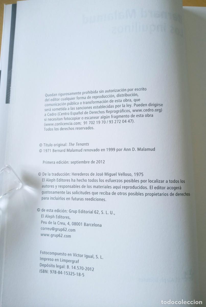 Libros de segunda mano: BERNARD MALAMUD LOS INQUILINOS - Foto 4