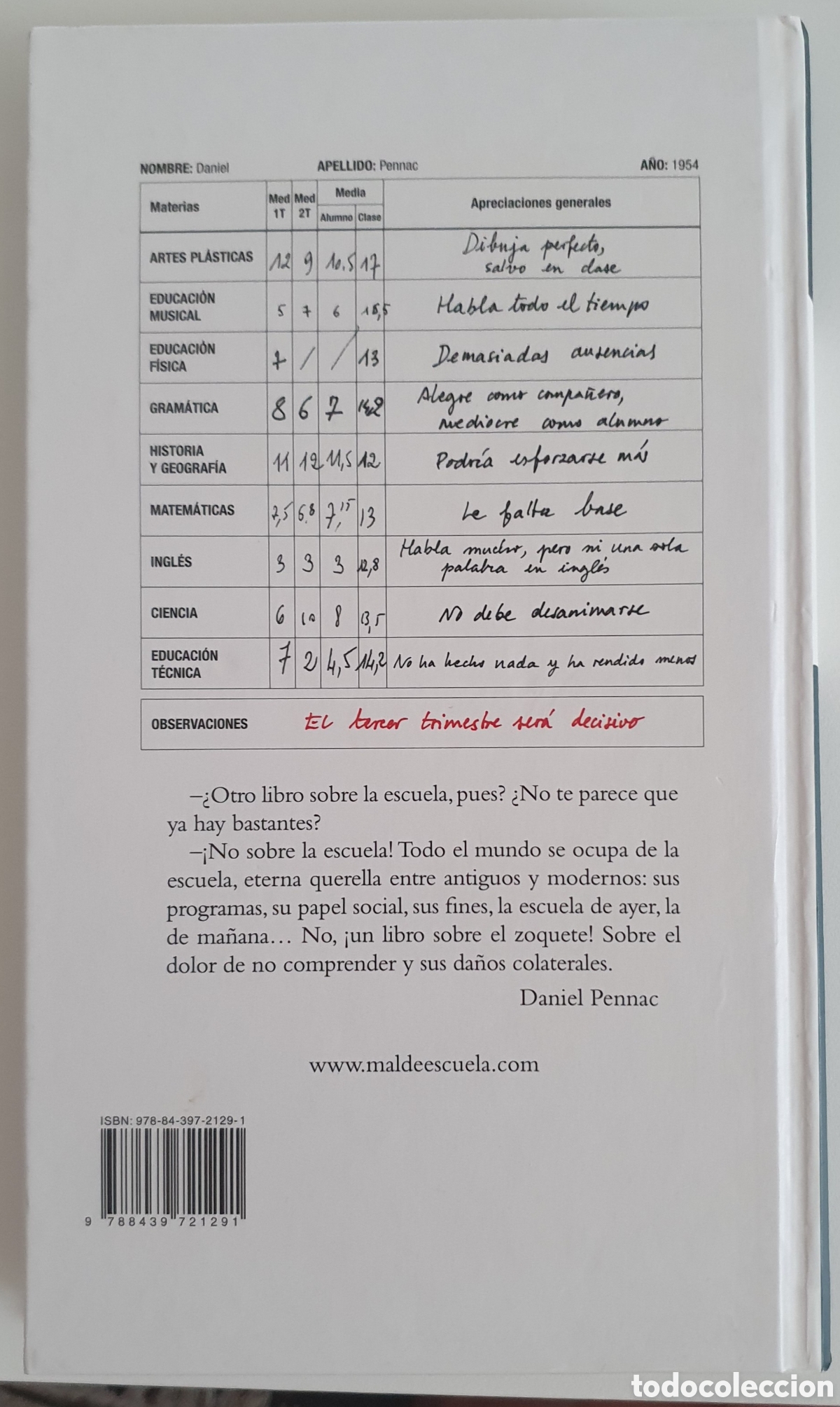 Libros de segunda mano: Mal de escuela Daniel Pennac - Foto 2