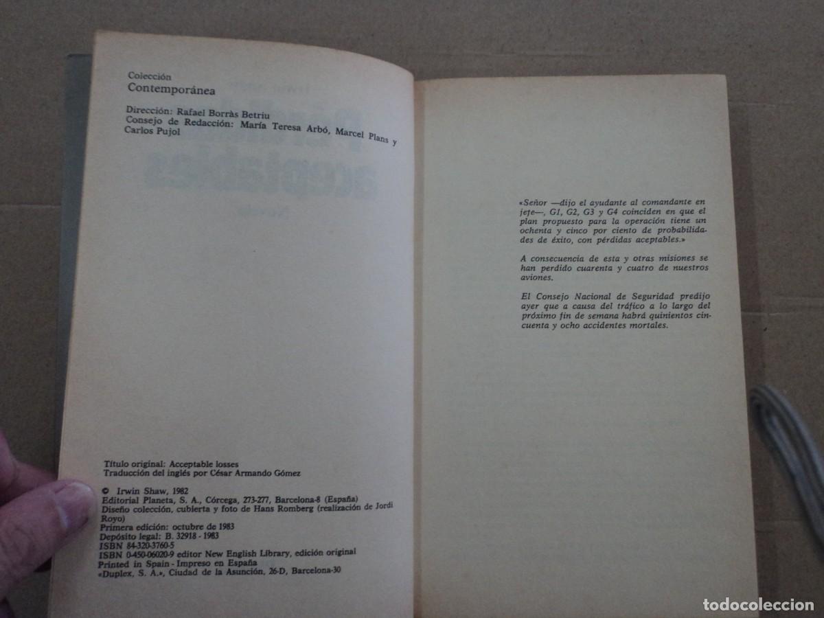 Libros de segunda mano: P&eacute;rdidas aceptables - Irwin Shaw - Foto 2