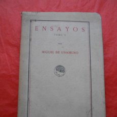 Libros de segunda mano: MIGUEL DE UNAMUNO ENSAYOS TOMO V 1917