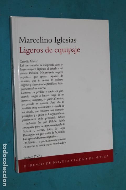 Libri di seconda mano: LIGEROS DE EQUIPAJE, MARCELINO IGLESIAS, II PREMIO DE NOVELA CIUDAD DE NOEGA