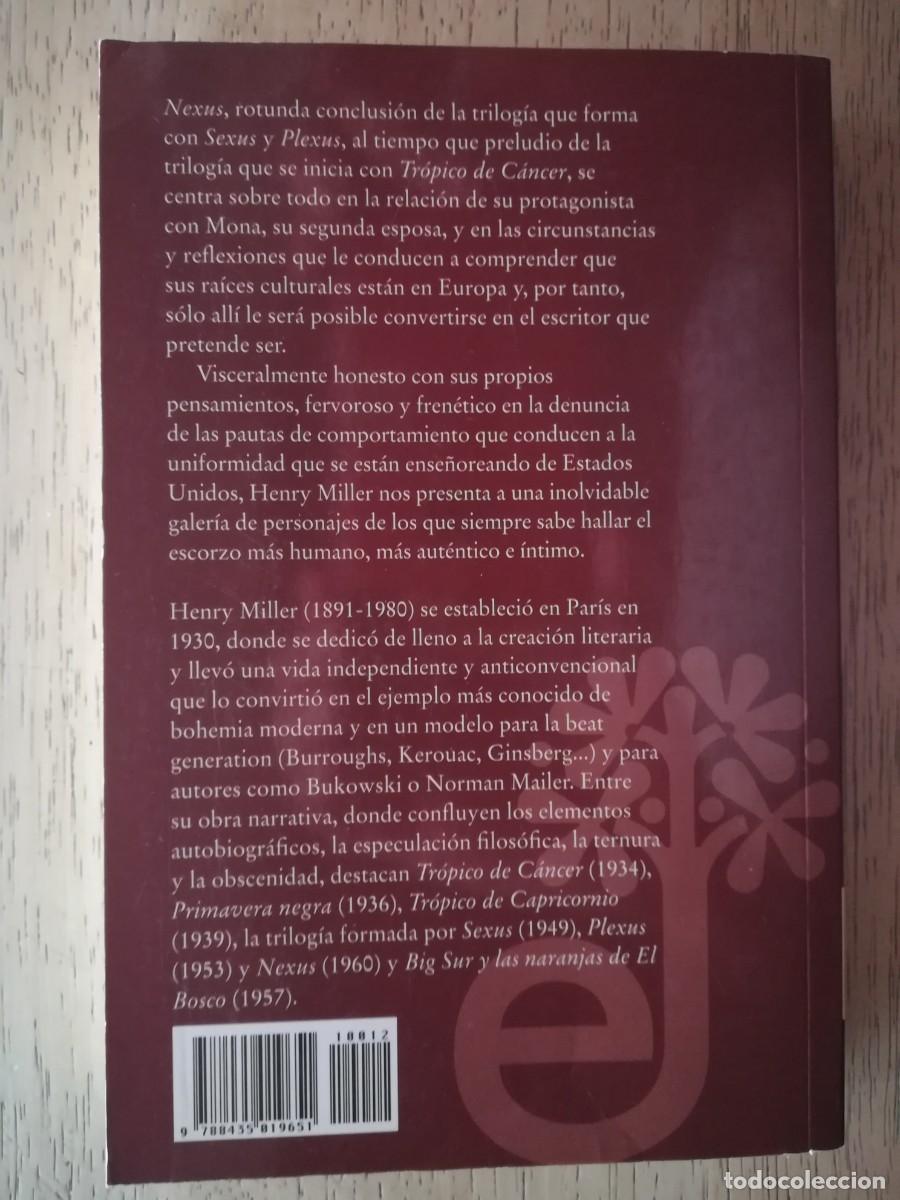 Libros de segunda mano: Nexus. Henry Miller. Edhasa 2012 - Foto 2