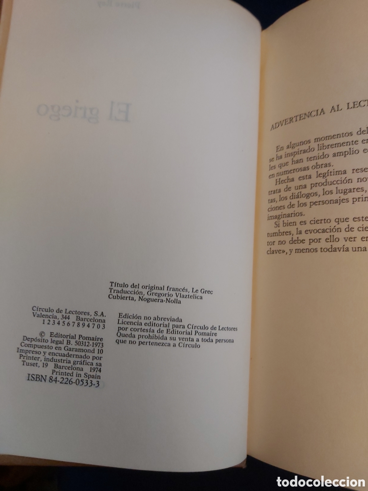 Libros de segunda mano: EL GRIEGO # PIERRE REY # CIRCULO DE LECTORES - Foto 2
