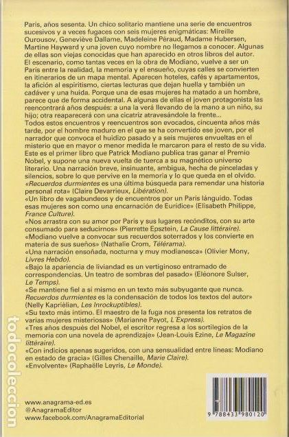 Libros de segunda mano: Recuerdos durmientes / Patrick Modiano--1&ordf; edici&oacute;n - Foto 2