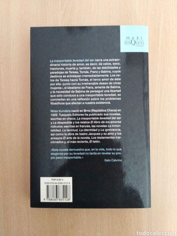 Libros de segunda mano: LA INSOPORTABLE LEVEDAD DEL SER. Milan Kundera - Foto 2