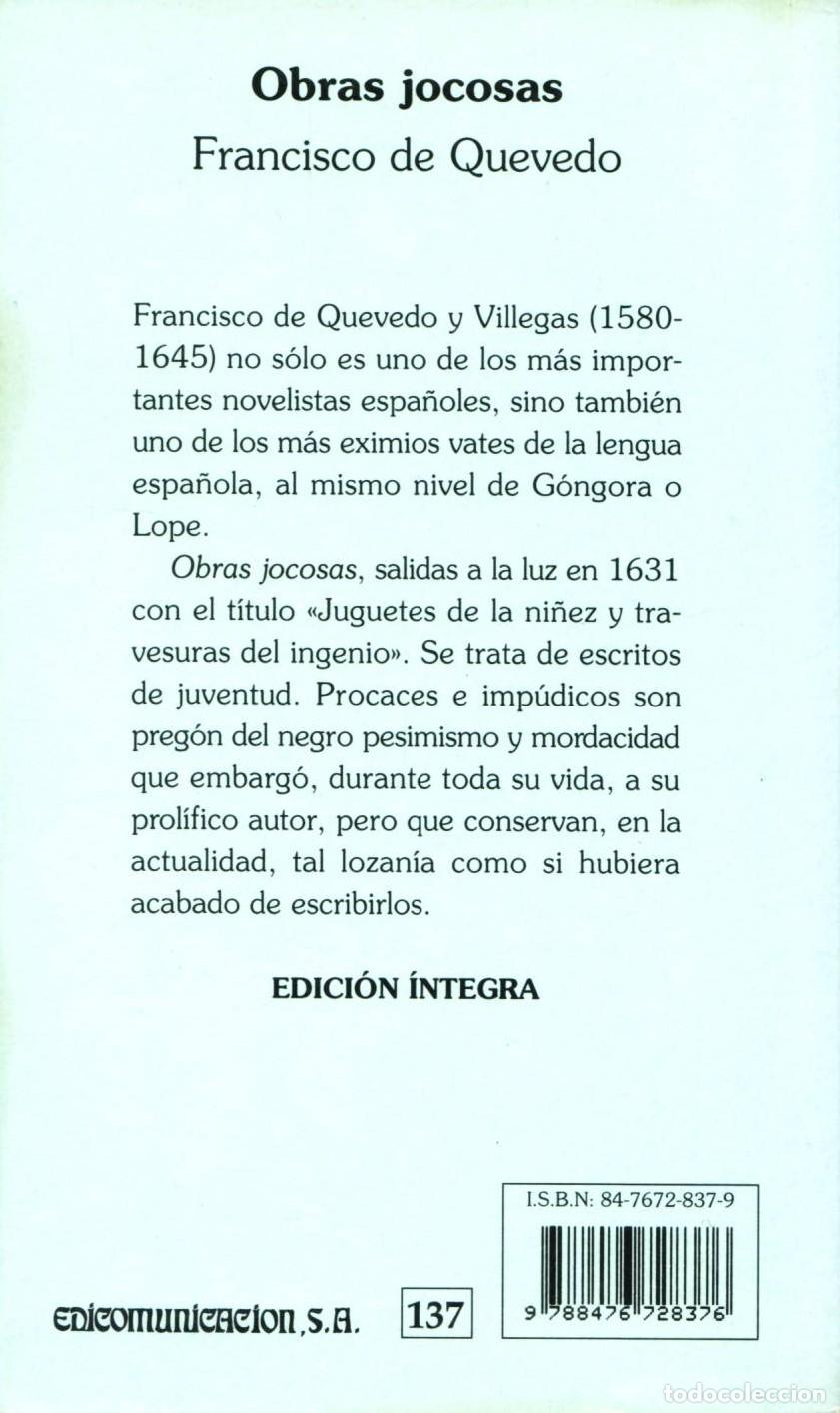 Libros de segunda mano: Obras jocosas - de Quevedo, Francisco - Foto 2