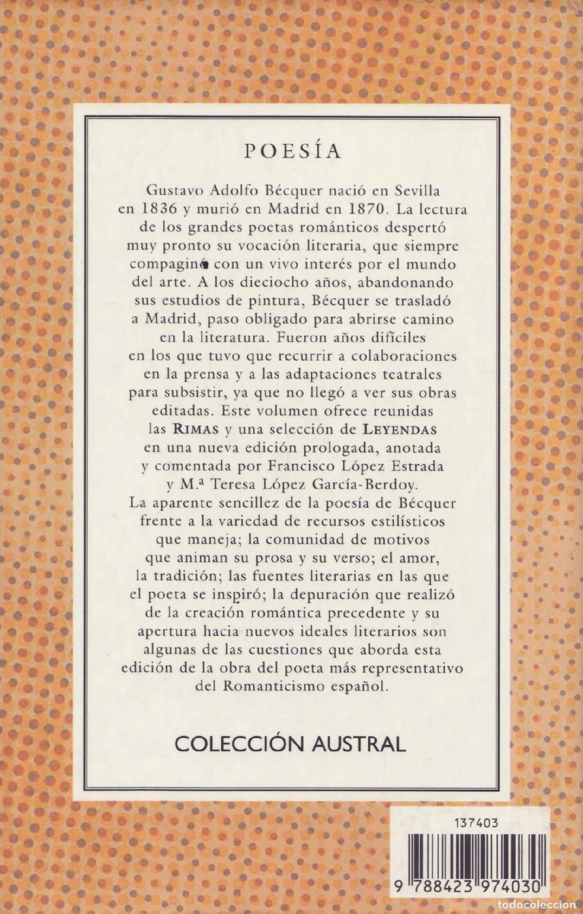 Libros de segunda mano: Rimas y leyendas - Becquer, Gustavo Adolfo - Foto 3