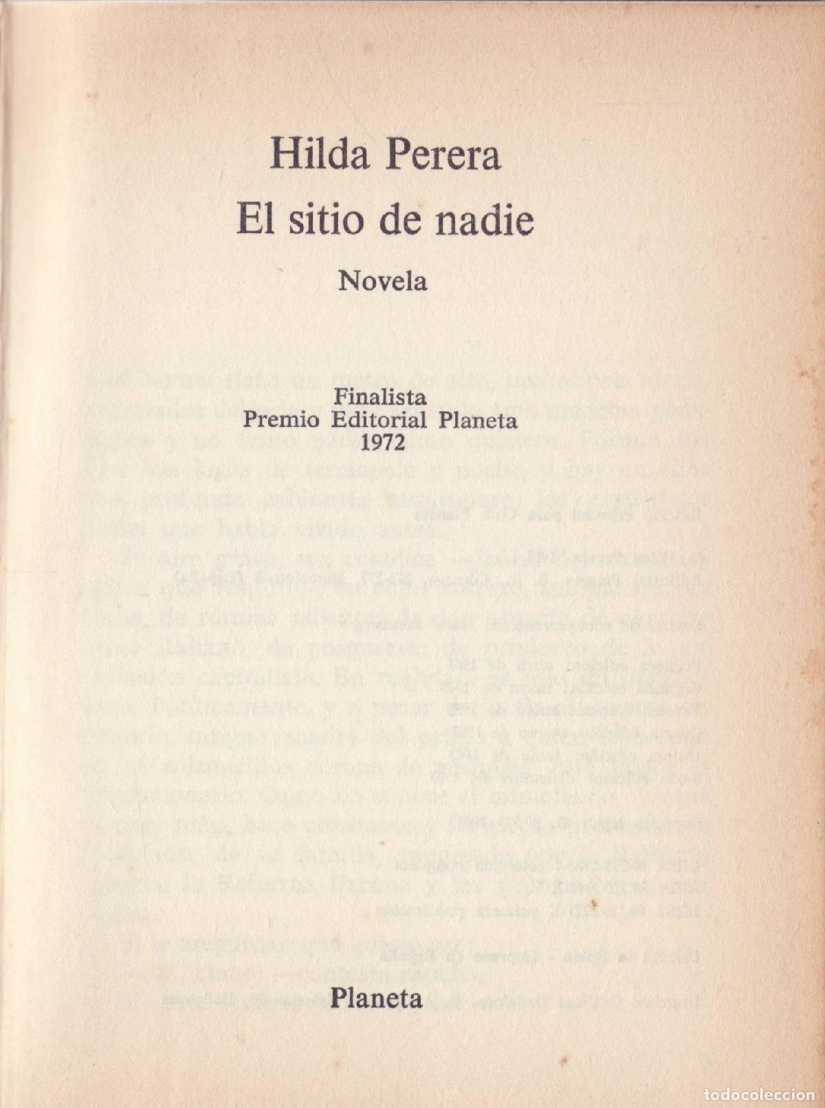 Libros de segunda mano: El sitio de nadie - Perera, Hilda - Foto 1