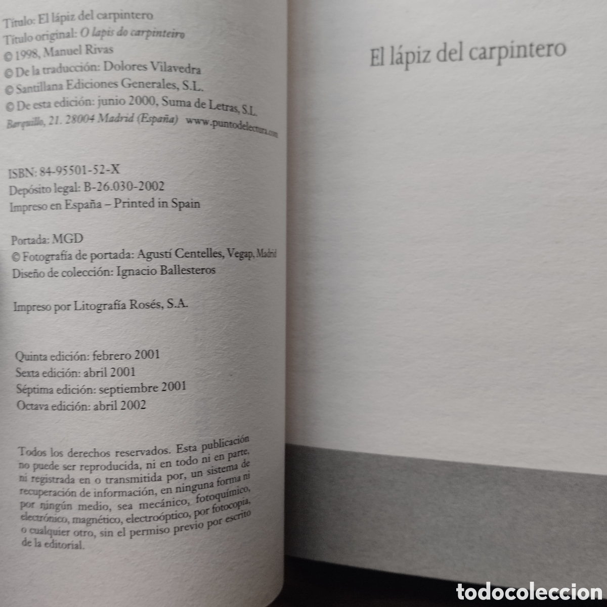 Libros de segunda mano: EL L&Aacute;PIZ DEL CARPINTERO, MANUEL RIVAS - Foto 5