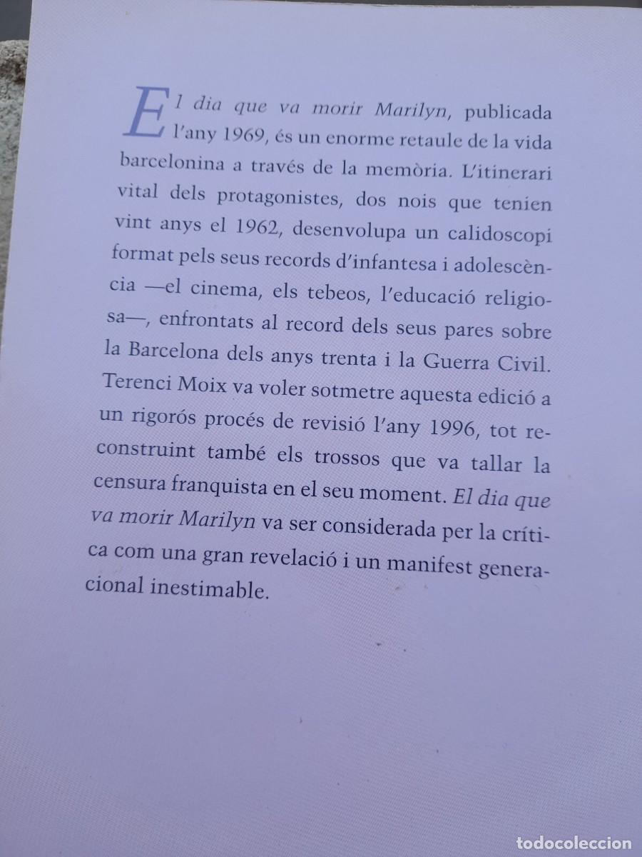 Libros de segunda mano: Libro El d&iacute;a que muri&oacute; Marilyn Terenci Moix - Foto 4