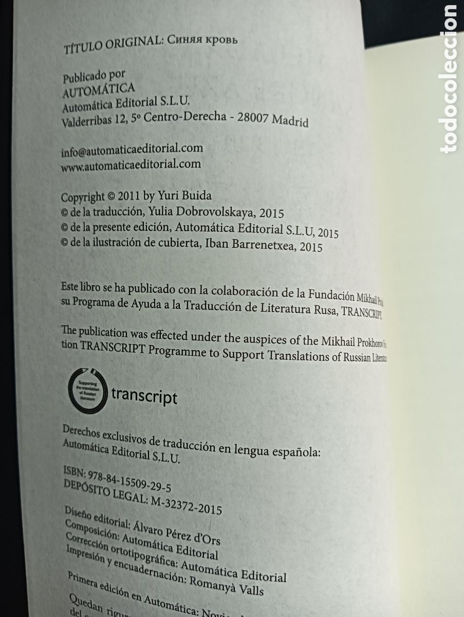 Libros de segunda mano: Libro - Helada Sangre Azul - Yuri Budia - Autom&aacute;tica Ediciones 2015 - Foto 2