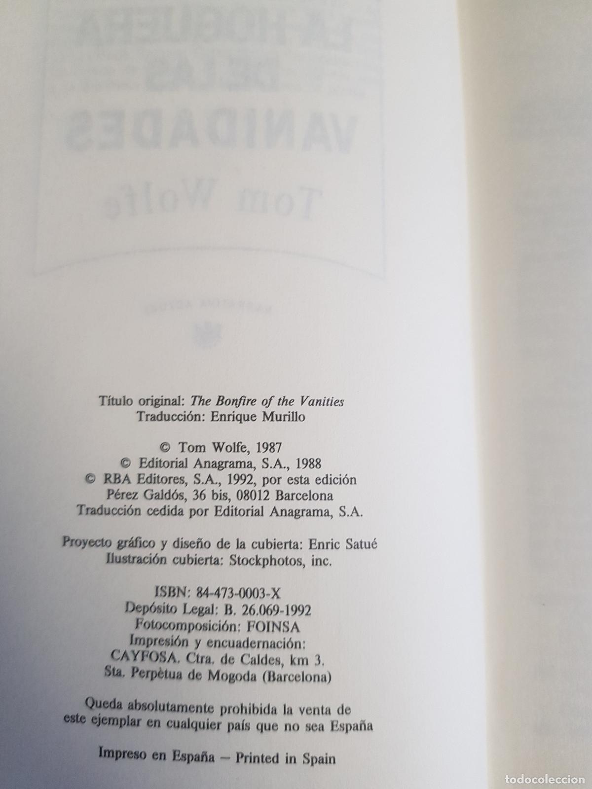 Libros de segunda mano: La hoguera de las vanidades - Tom Wolfe - Foto 3