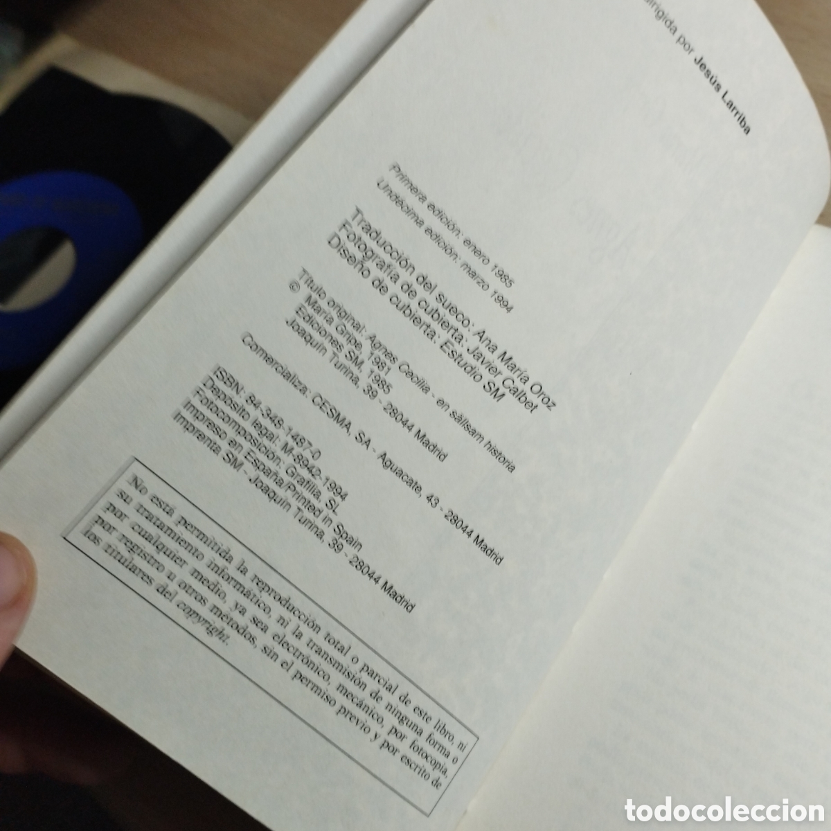Libros de segunda mano: Agned Cecilia. Mar&iacute;a Gripe. Gran angular. 1994. - Foto 6
