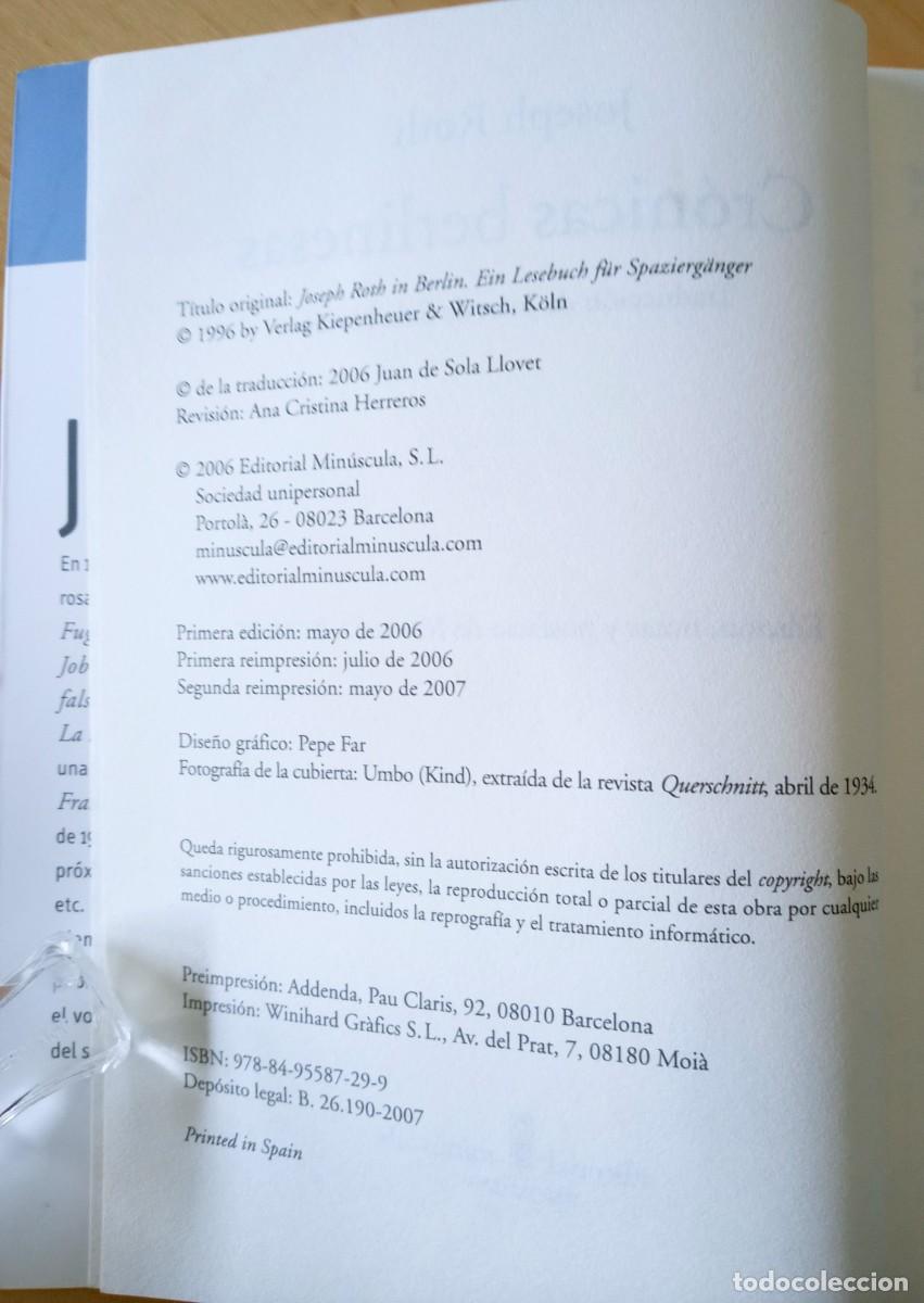 Libros de segunda mano: JOSEPH ROTH CRONICAS BERLINESAS - Foto 5