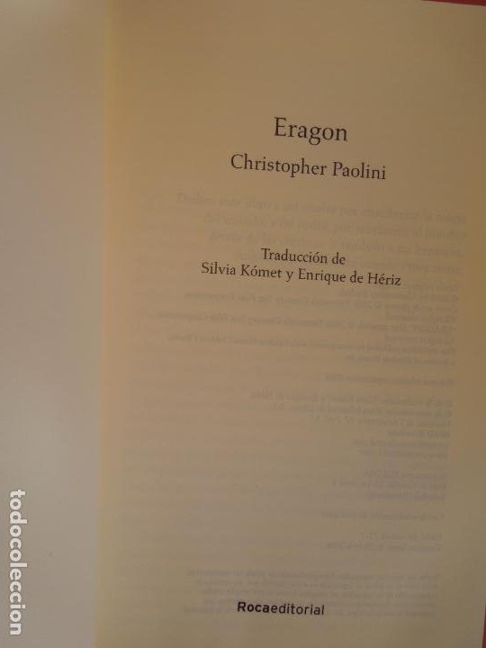 Libros de segunda mano: ERAGON -CHRISTOPHER PAOLINI - ROCA EDITORIAL 1&ordf; EDICI&Oacute;N 2006. - Foto 3