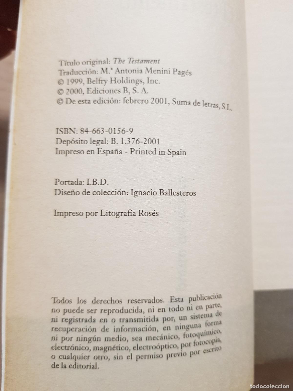 Libros de segunda mano: El testamento - John Grisham - Foto 3