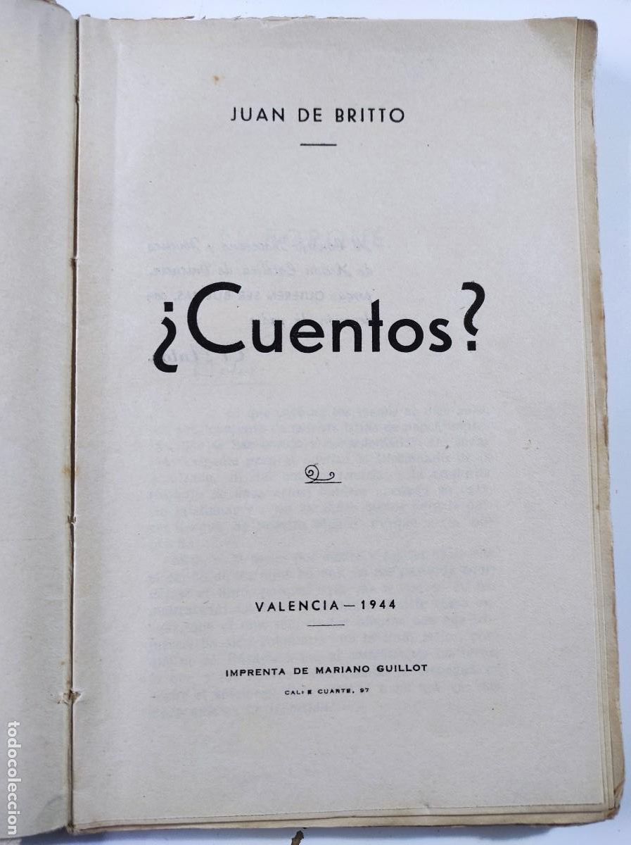 Libros de segunda mano: &iquest;CUENTOS? - JUAN DE BRITTO - VALENCIA 1945 - Foto 3
