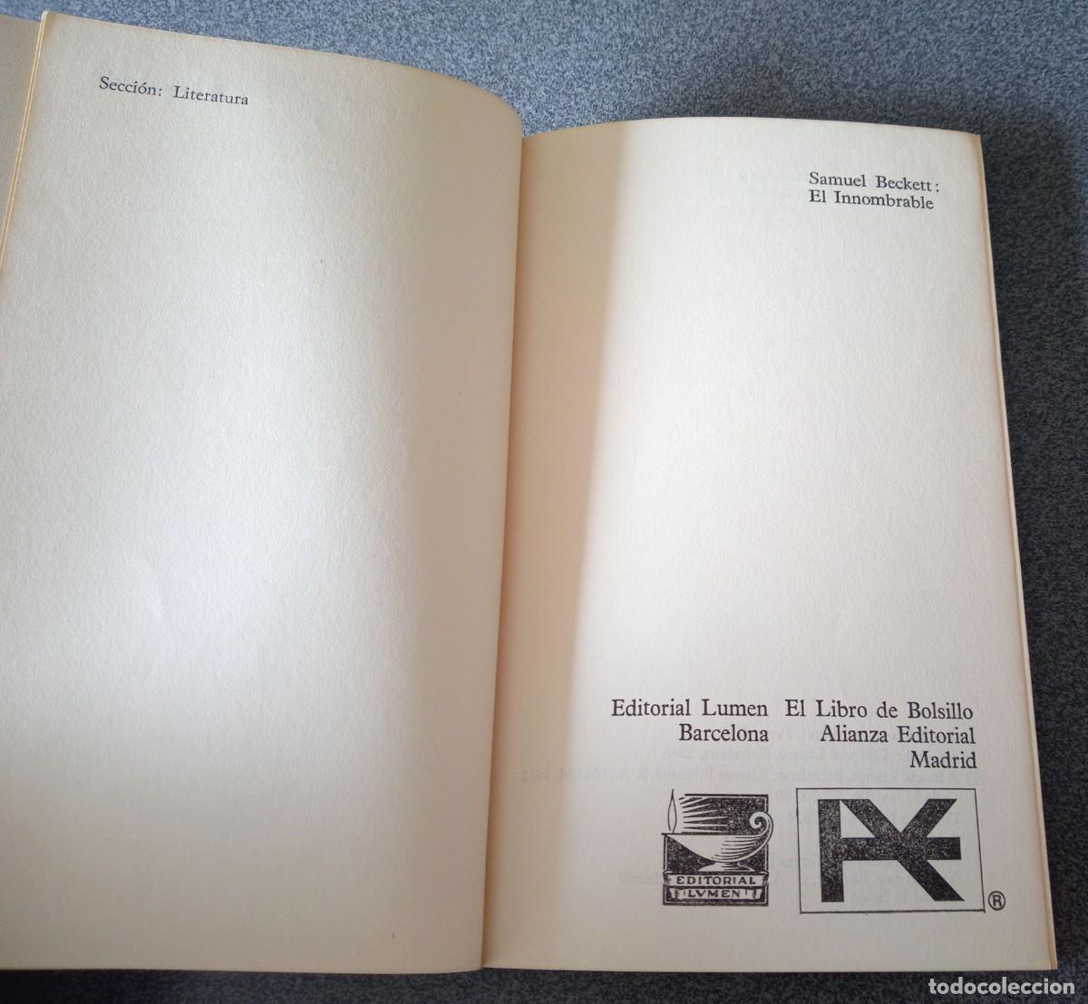 Libros de segunda mano: El Innombrable Samuel Beckett - Foto 4
