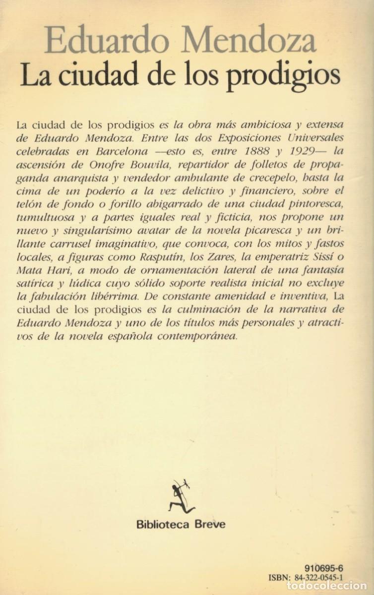Libros de segunda mano: Eduardo Mendoza, La Ciudad de los prodigios - Foto 2
