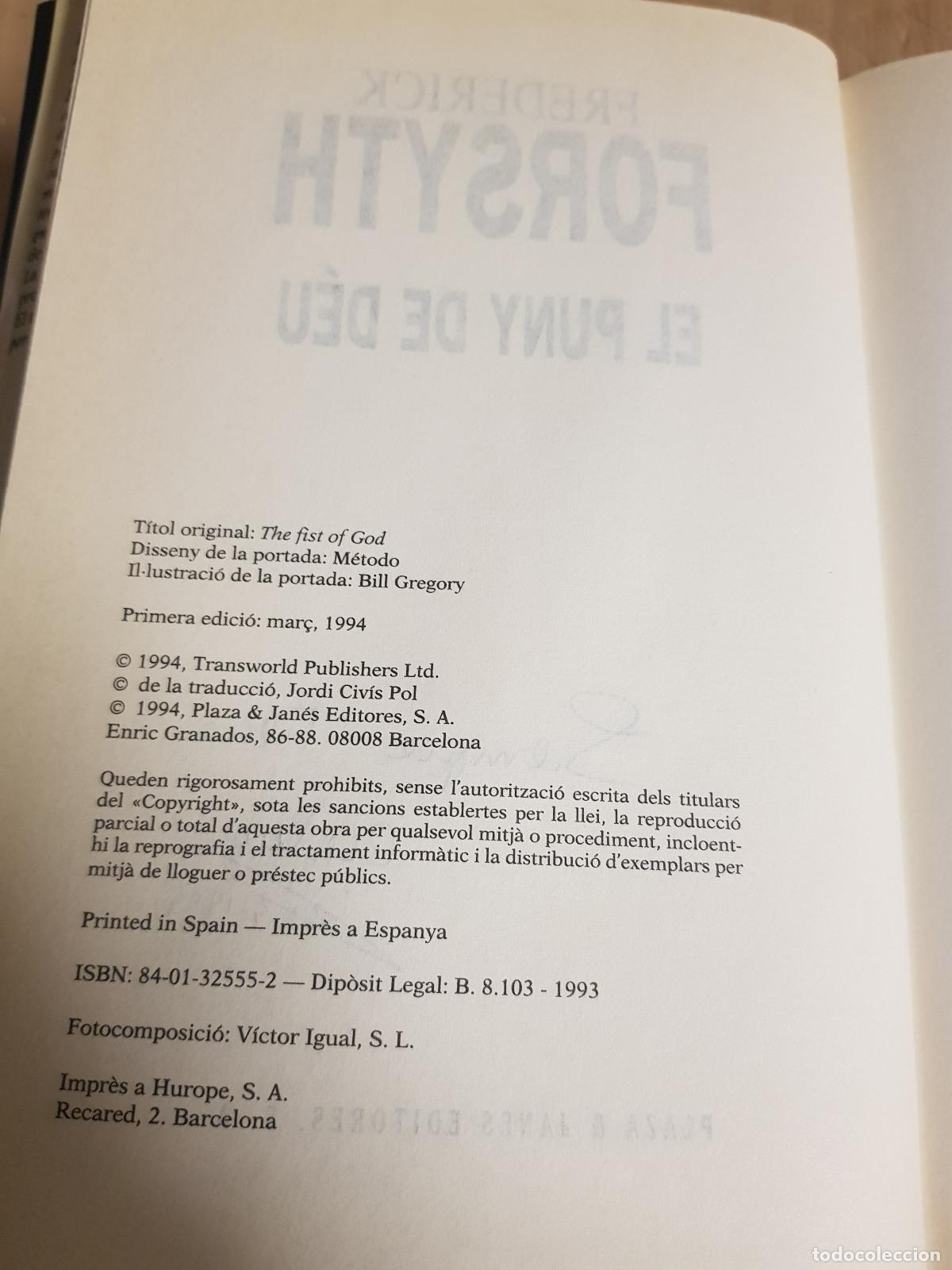 Libros de segunda mano: El puny de d&eacute;u - Frederick Forsyth - Foto 3