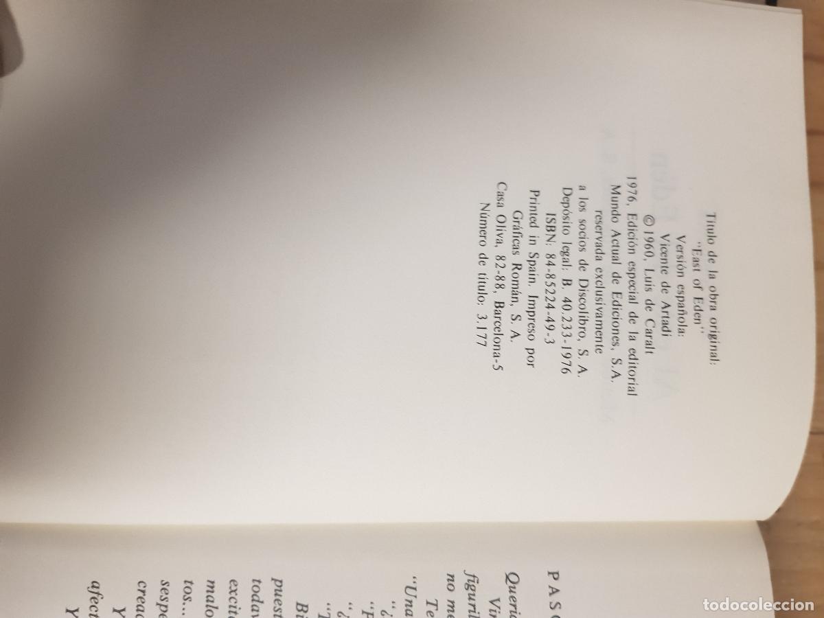Libros de segunda mano: Al este del ed&eacute;n - John Steinbeck - Foto 3