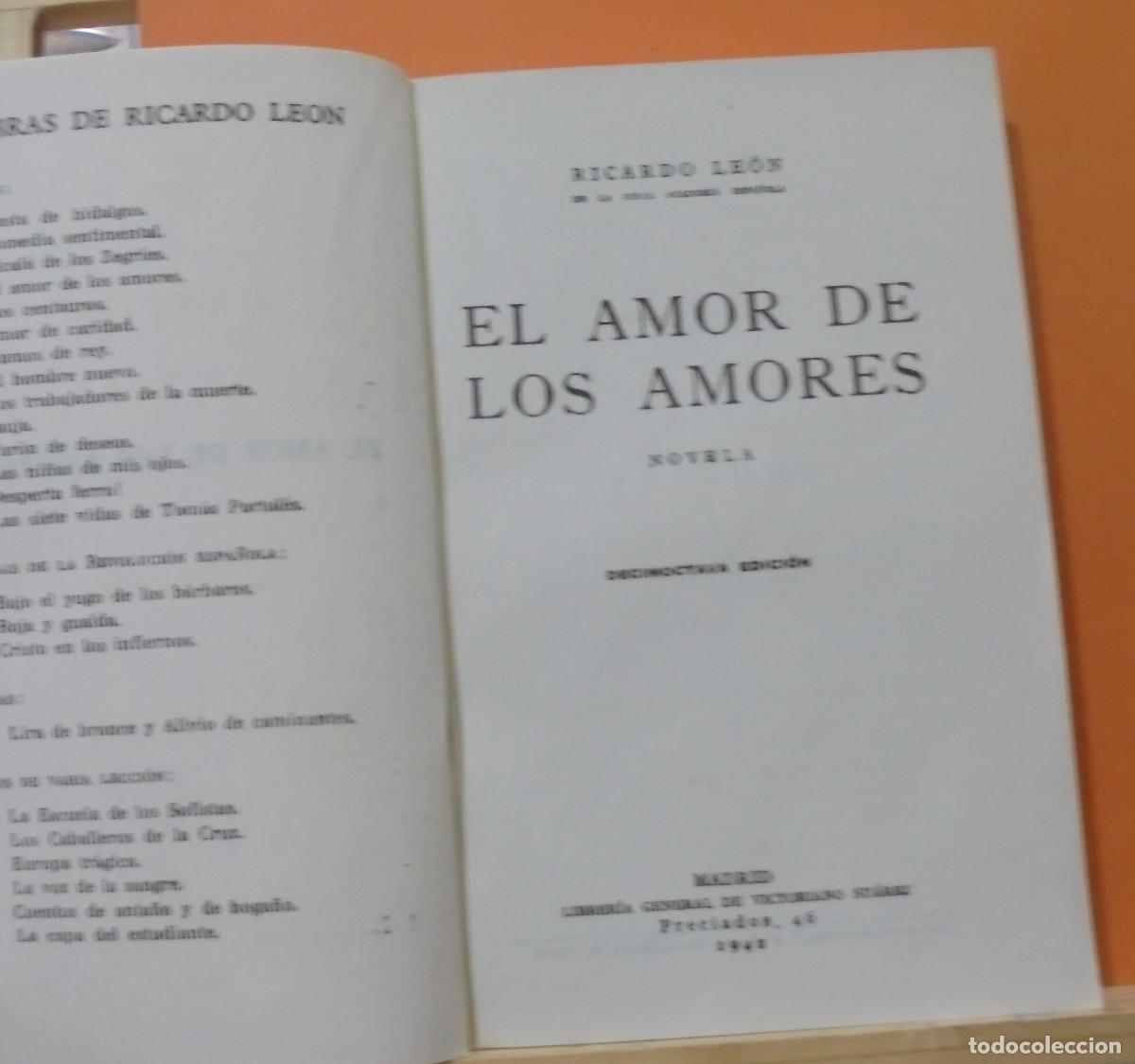 Libros de segunda mano: El amor de los amores. Ricardo Le&oacute;n - Foto 2