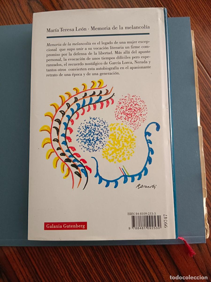 Libros de segunda mano: Memoria de la melancol&iacute;a - Foto 2