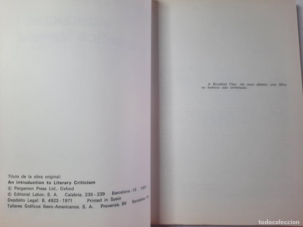 Libros de segunda mano: INTRODUCCION A LA CRITICA LITERARIA - Foto 2