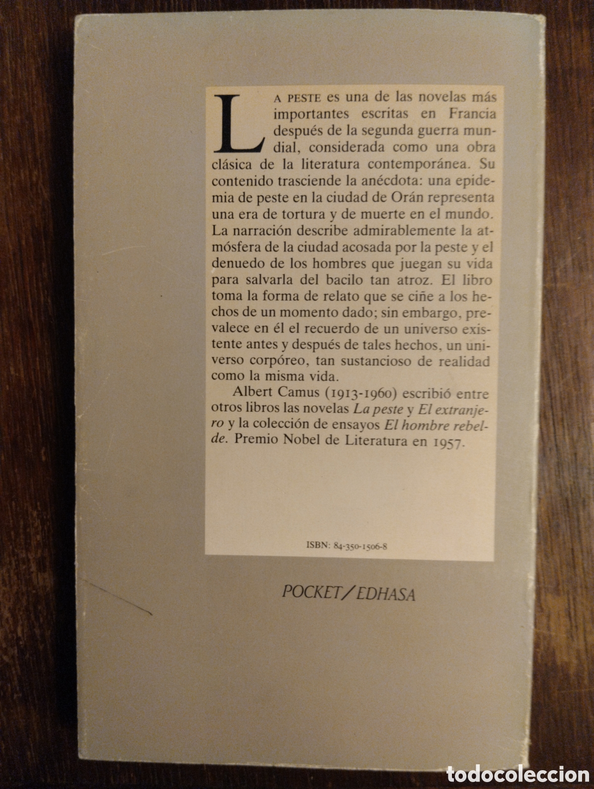 Libros de segunda mano: La peste, Albert Camus, EDHASA/ Pocket, 1986 - Foto 2