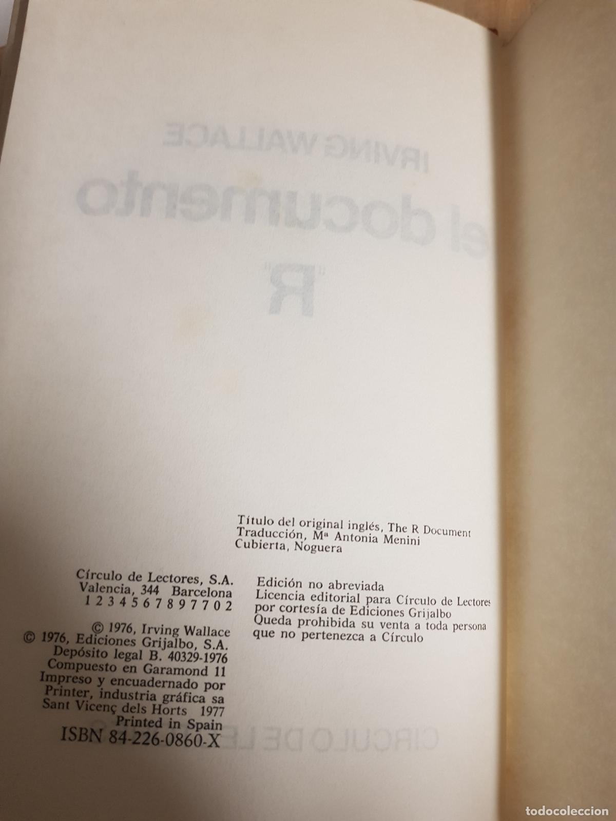 Libros de segunda mano: El documento R - Irving Wallace - Foto 4