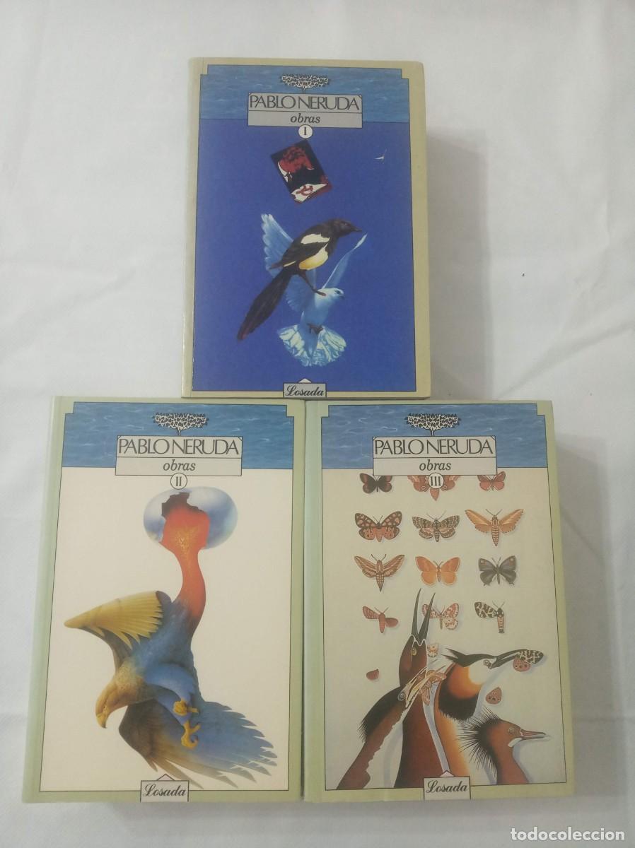 Libros de segunda mano: OBRAS ( PABLO NERUDA , 3 tomos ) - Foto 1