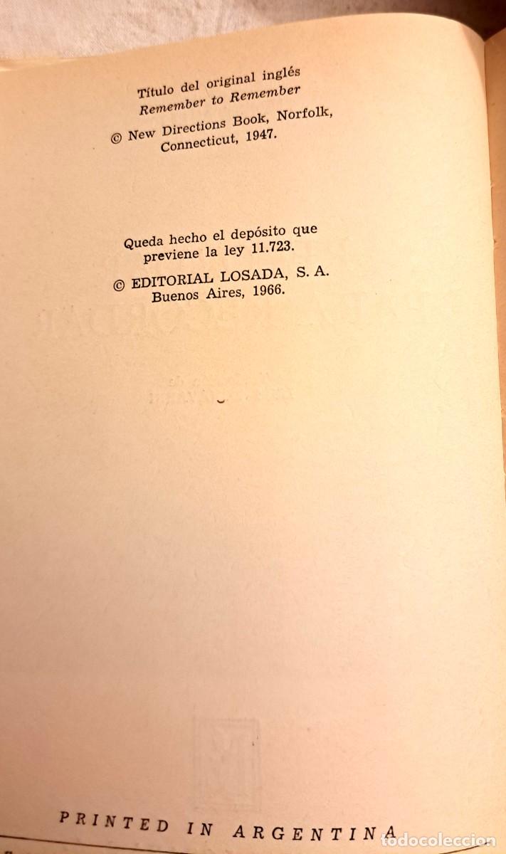 Libros de segunda mano: Recordar para recordar. Henry MIller. 1&ordf; edici&oacute;n - Foto 2