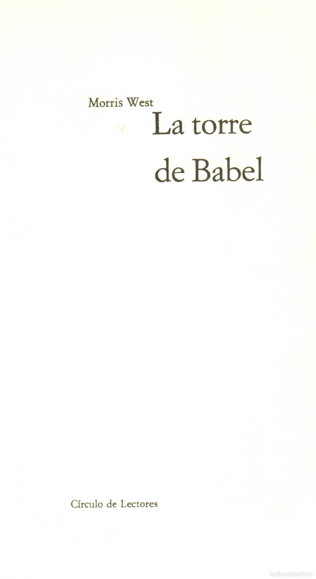 Libros de segunda mano: La torre de Babel - West, Morris - Foto 1