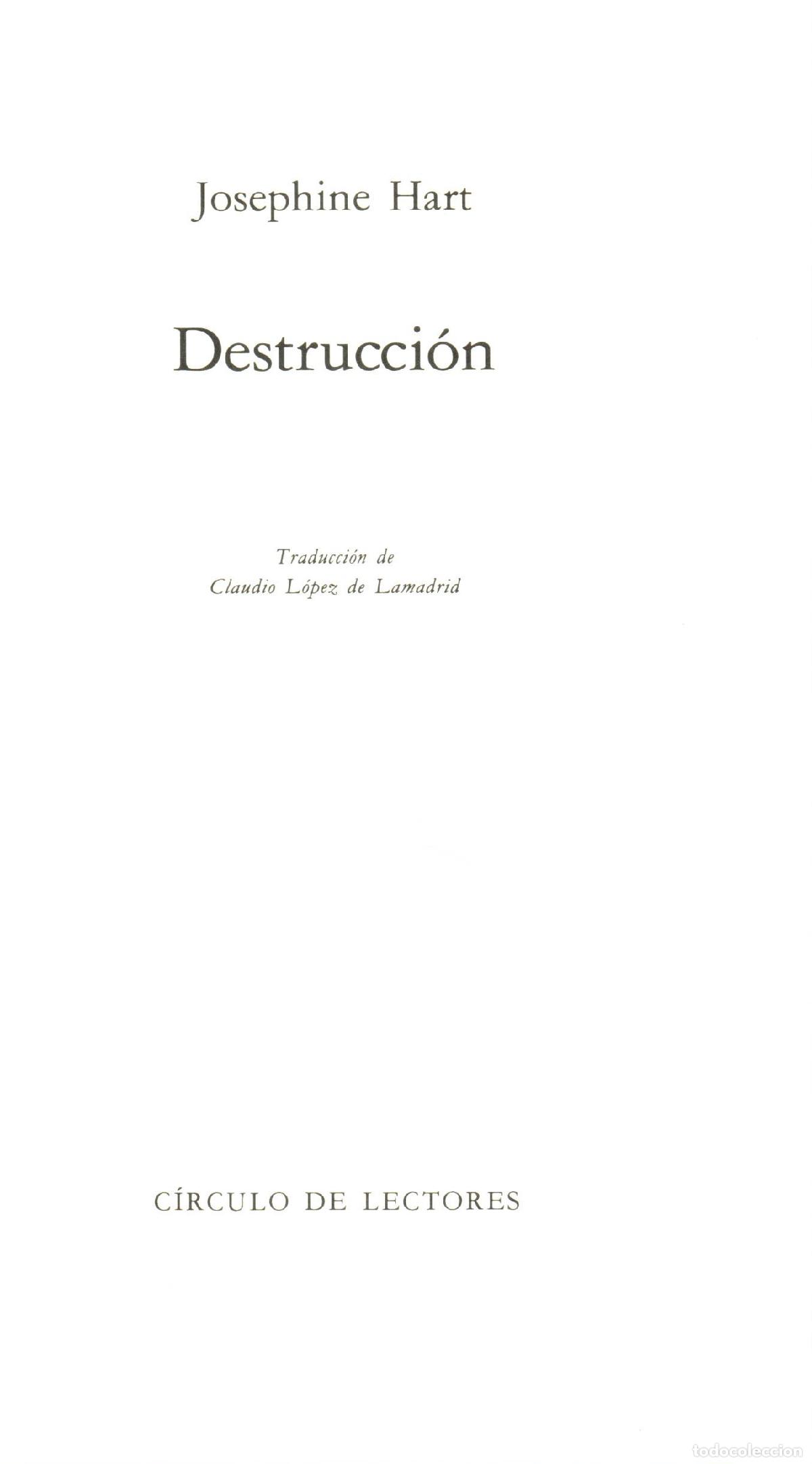 Libros de segunda mano: Destruccion - Hart, Josephine - Foto 1