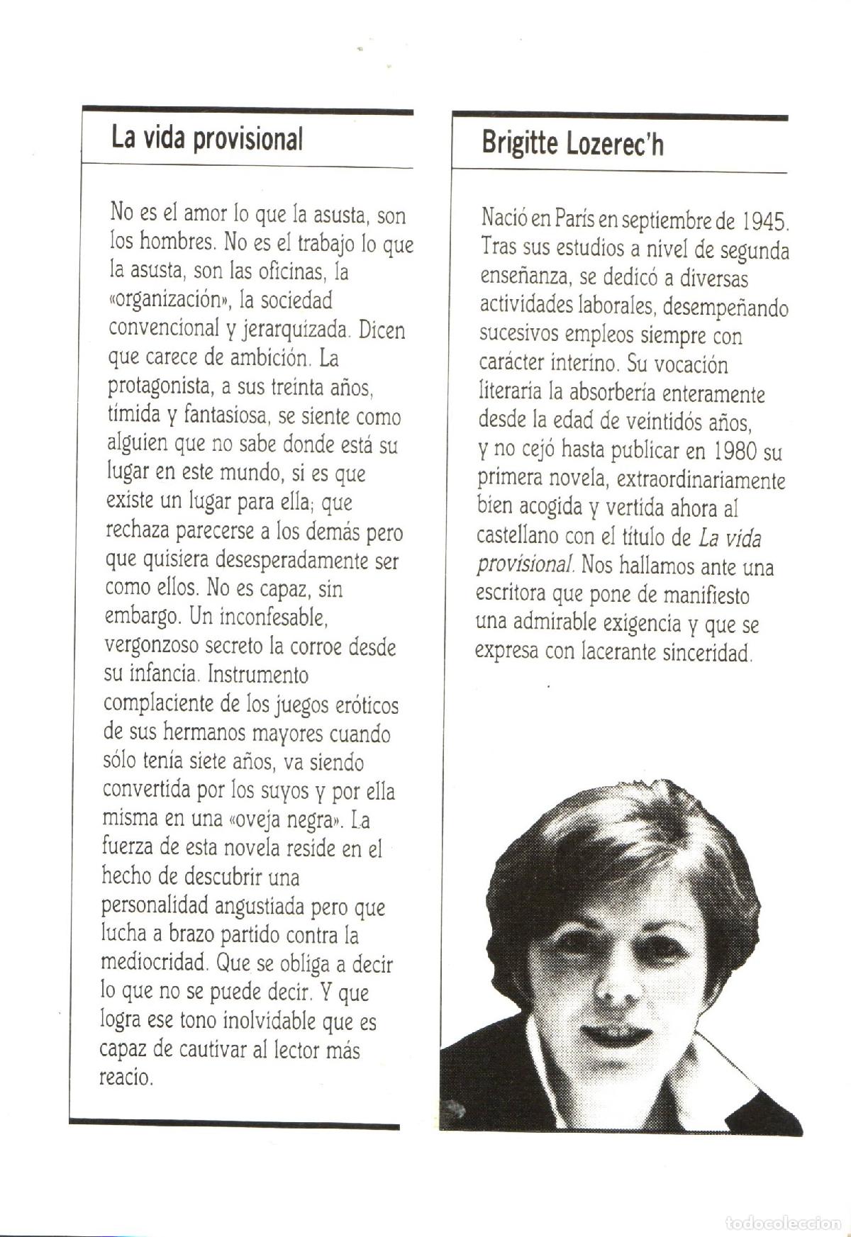 Libros de segunda mano: La vida provisional - Lozerech, Brigitte - Foto 2