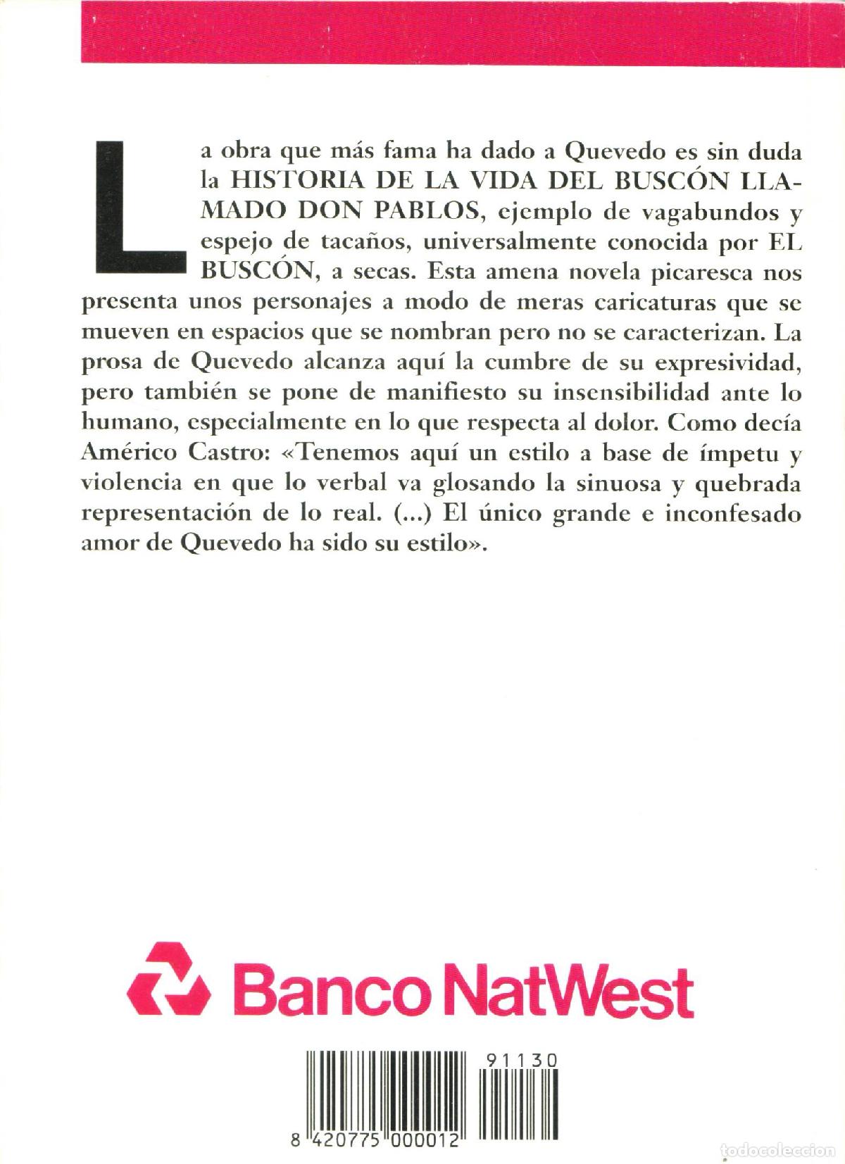 Libros de segunda mano: El buscon - de Quevedo, Francisco - Foto 2