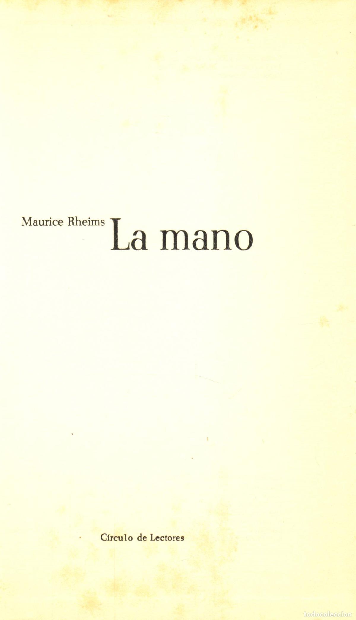 Libros de segunda mano: La mano - Rheims, Maurice - Foto 1