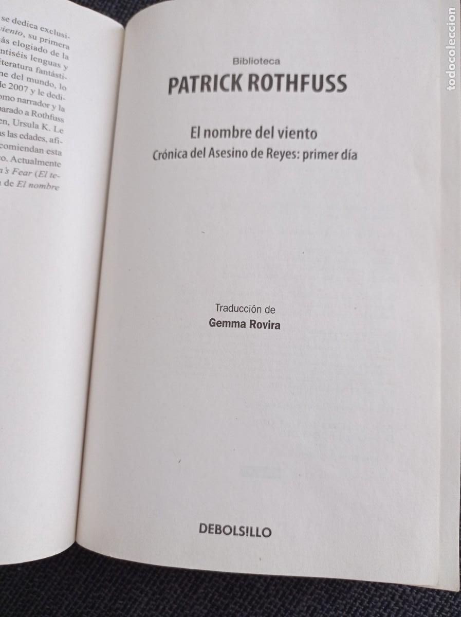 Libros de segunda mano: Libro El nombre del viento. Patrick Rothfuss. Debolsillo 2011. - Foto 3