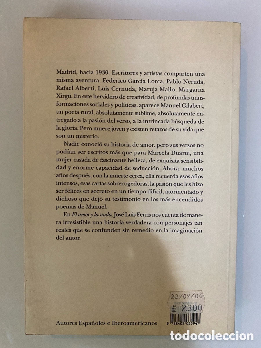 Libros de segunda mano: El amor y la nada - FERRIS, Jos&eacute; Luis - Foto 2