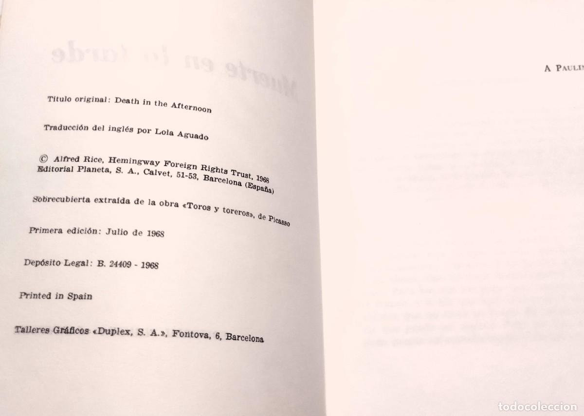 Libros de segunda mano: Hernest Hemingway, Muerte en la tarde, 1968, - Foto 3