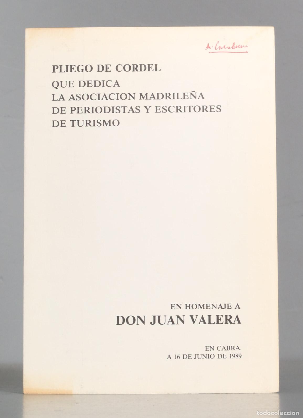 Second hand books: PLIEGO DE CORDEL. ASOCIACION MADRILE&Ntilde;A PERIODISTAS. HOMENAJE A JUAN VALERA. 1989 CABRA